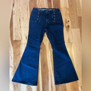 Ryegrass Flare Jeans with Button Detail